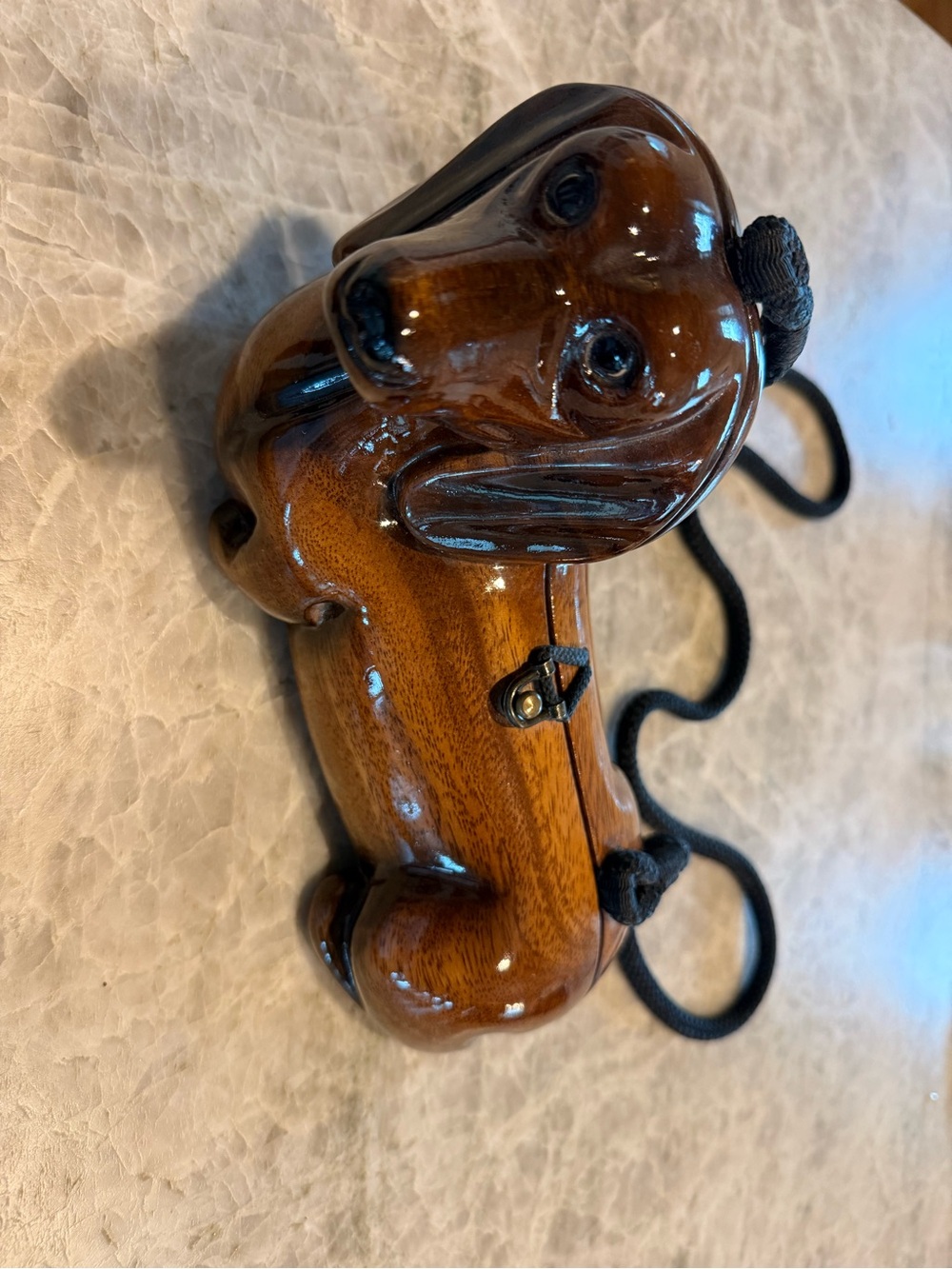 Wooden Dachshund Crossbody Bag in Brown - Picture 4 of 5